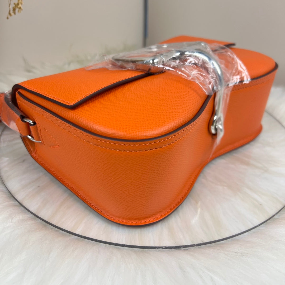 Hermès Della Cavalleria Elan Bag in Orange Epsom Calfskin Silver Hardware