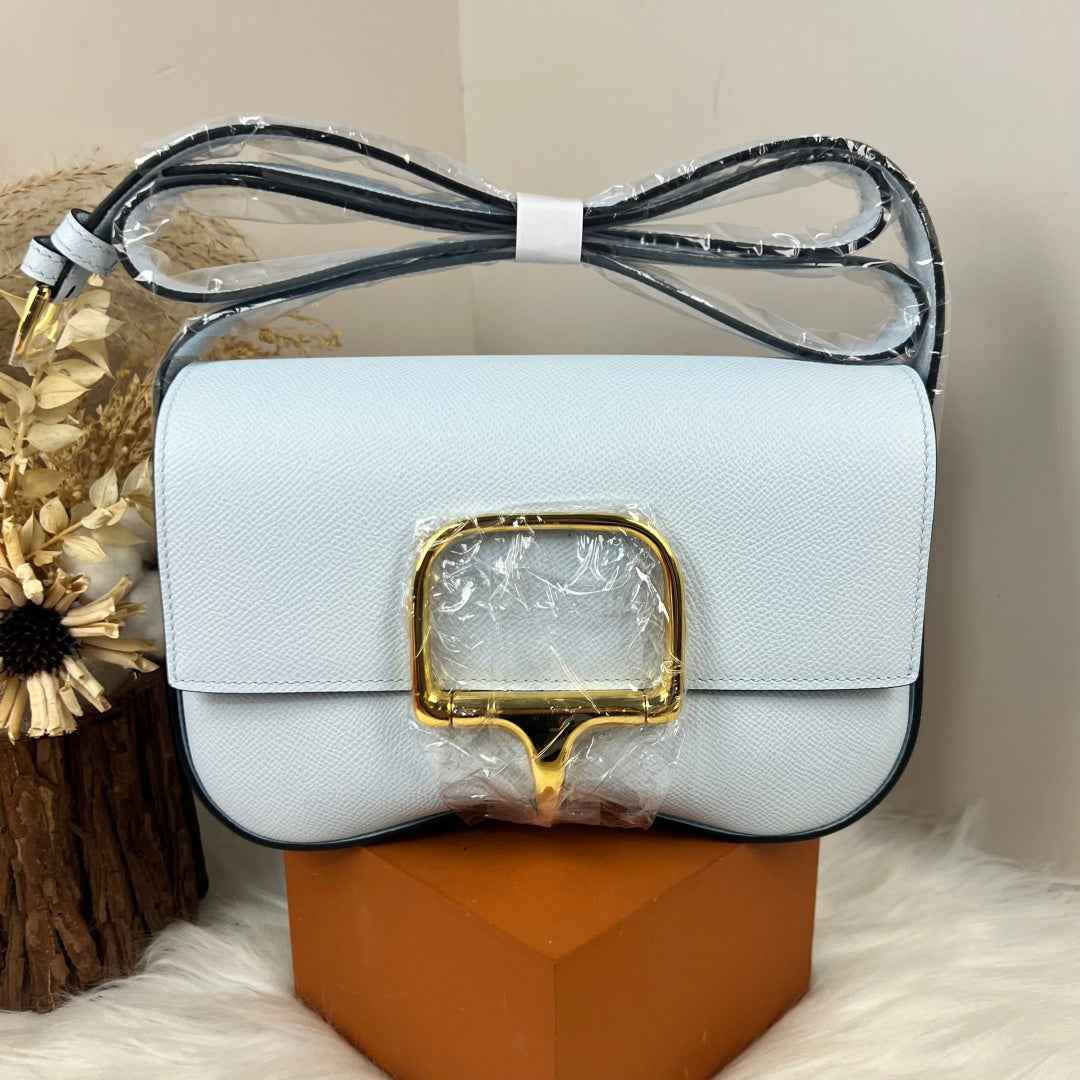 Hermès Della Cavalleria Elan Bag in Light Blue Epsom Calfskin Gold Hardware