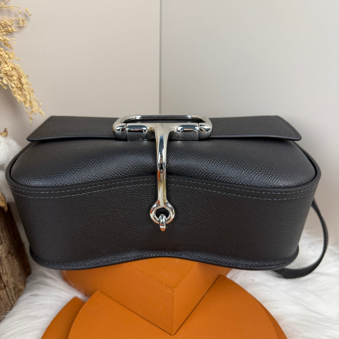 Hermès Della Cavalleria Elan Bag in Black Epsom Calfskin Silver Hardware