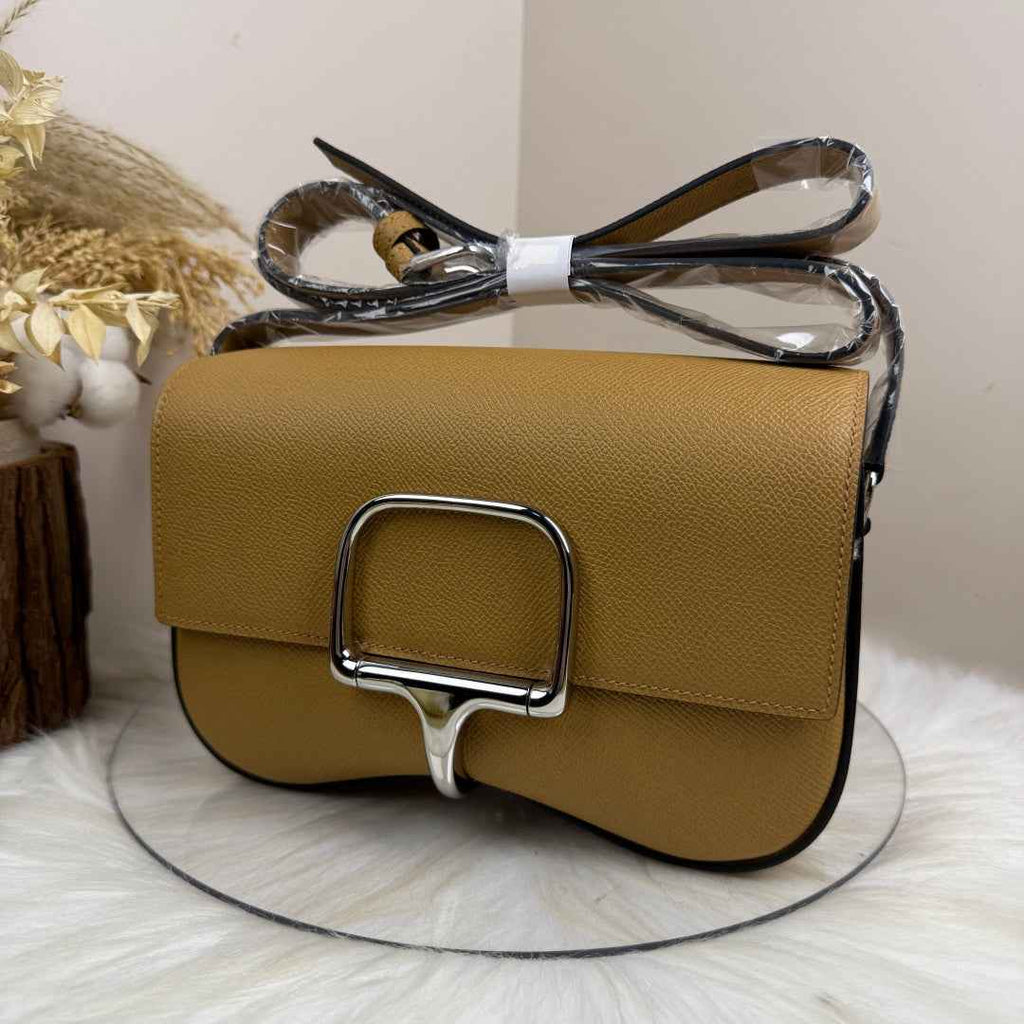 Hermès Della Cavalleria Elan Bag in Apricot Epsom Calfskin Silver Hardware