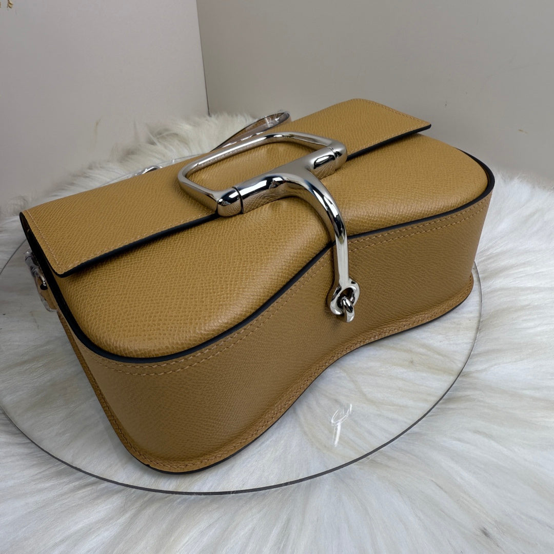Hermès Della Cavalleria Elan Bag in Apricot Epsom Calfskin Silver Hardware