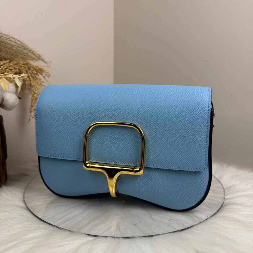 Hermès Della Cavalleria Elan Bag in Blue Epsom Calfskin Gold Hardware