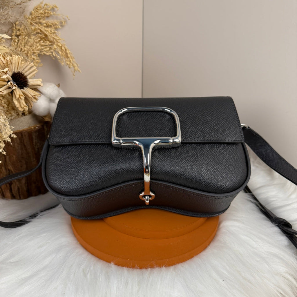 Hermès Della Cavalleria Elan Bag in Black Epsom Calfskin Silver Hardware