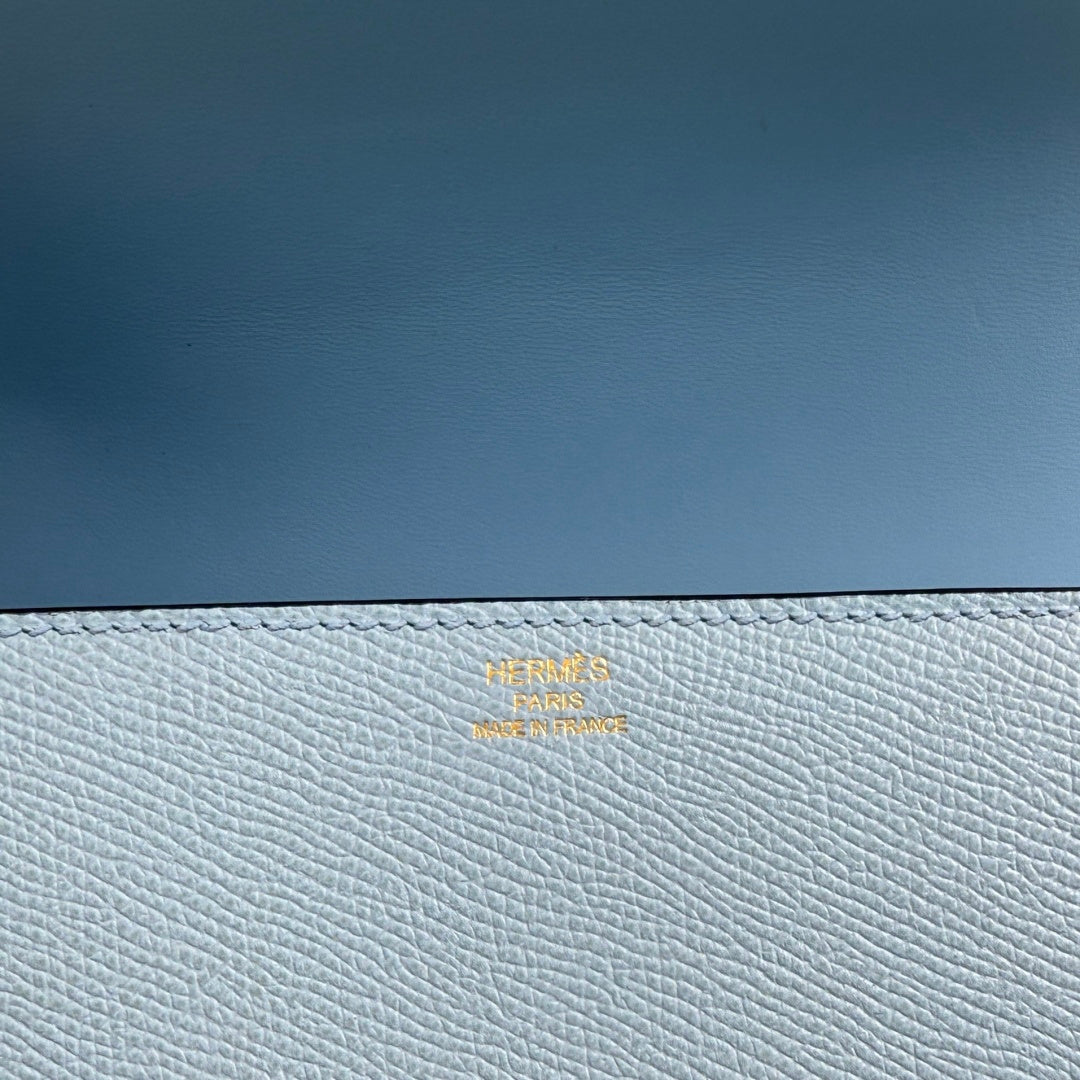 Hermès Della Cavalleria Elan Bag in Blue Epsom Calfskin Gold Hardware