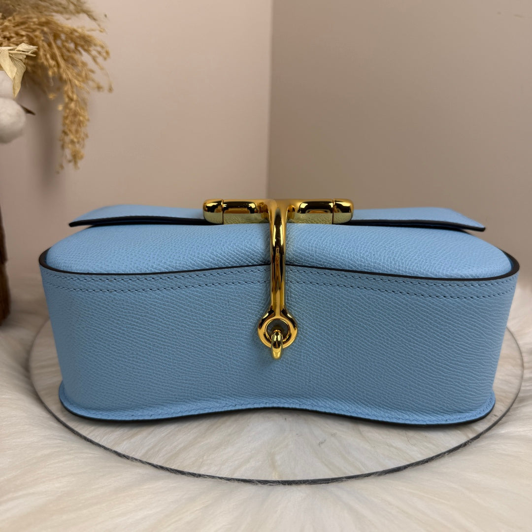 Hermès Della Cavalleria Elan Bag in Blue Epsom Calfskin Gold Hardware