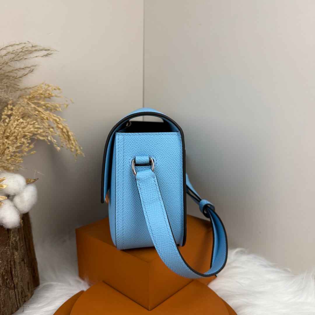 Hermès Della Cavalleria Elan Bag in Blue Epsom Calfskin Silver Hardware