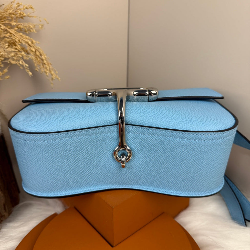 Hermès Della Cavalleria Elan Bag in Blue Epsom Calfskin Silver Hardware