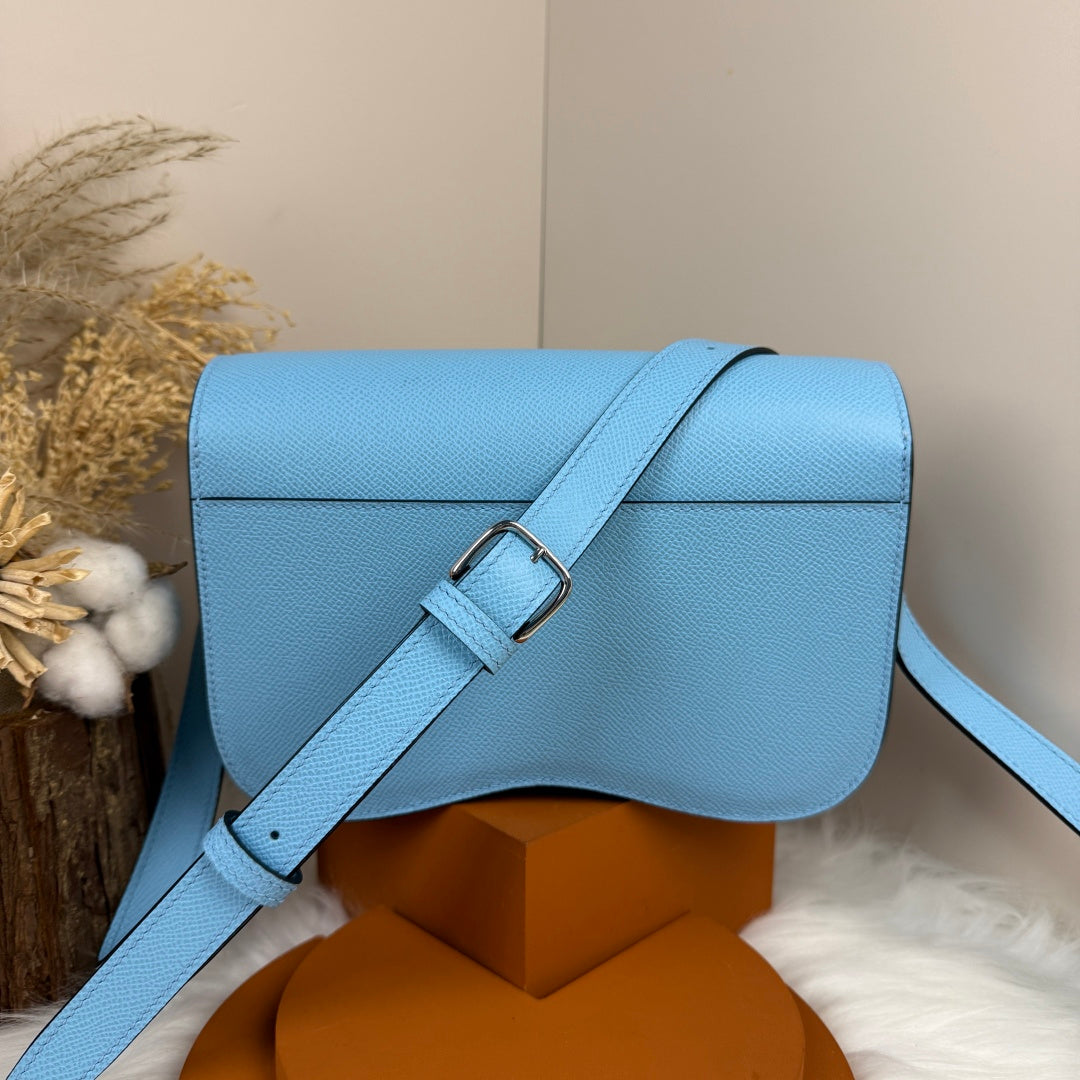 Hermès Della Cavalleria Elan Bag in Blue Epsom Calfskin Silver Hardware
