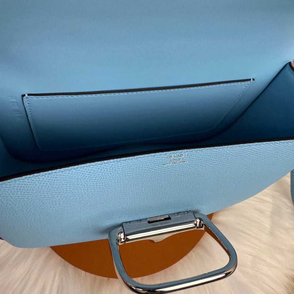 Hermès Della Cavalleria Elan Bag in Blue Epsom Calfskin Silver Hardware
