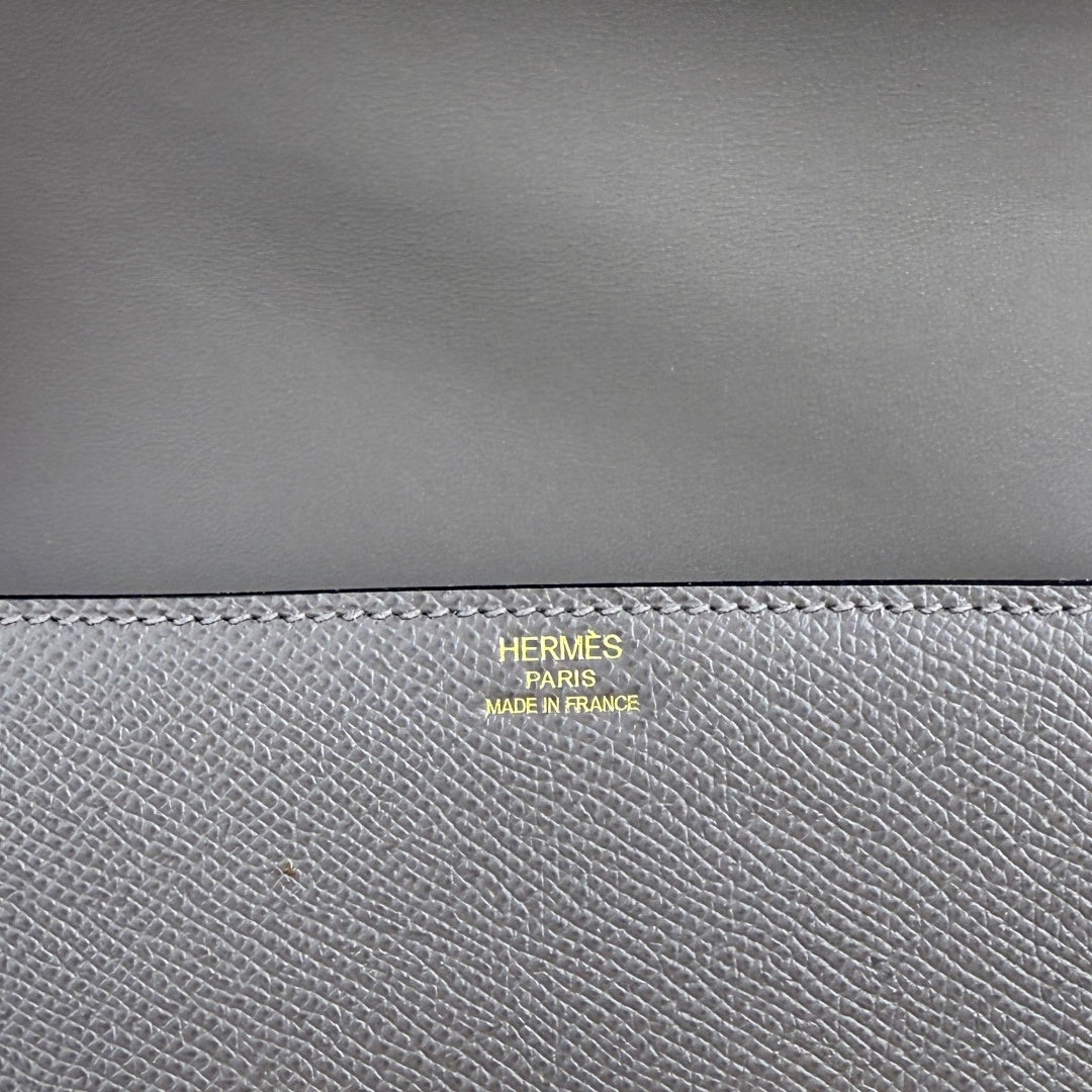 Hermès Della Cavalleria Elan Bag in Dark Gray Epsom Calfskin Gold Hardware