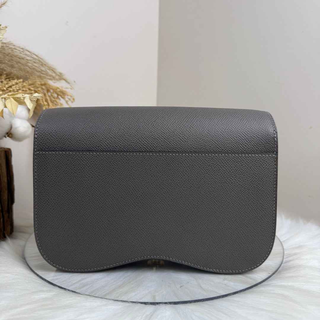 Hermès Della Cavalleria Elan Bag in Dark Gray Epsom Calfskin Gold Hardware