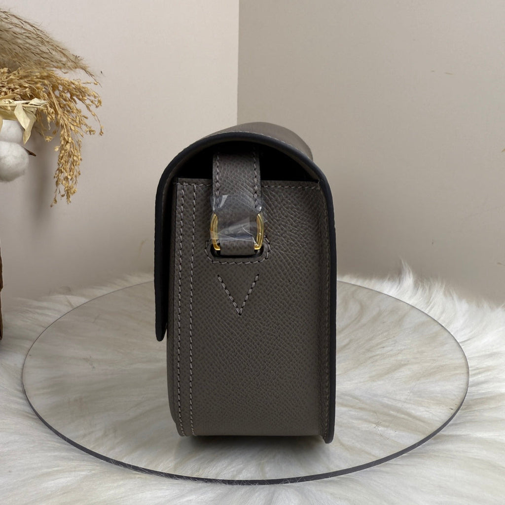 Hermès Della Cavalleria Elan Bag in Dark Gray Epsom Calfskin Gold Hardware