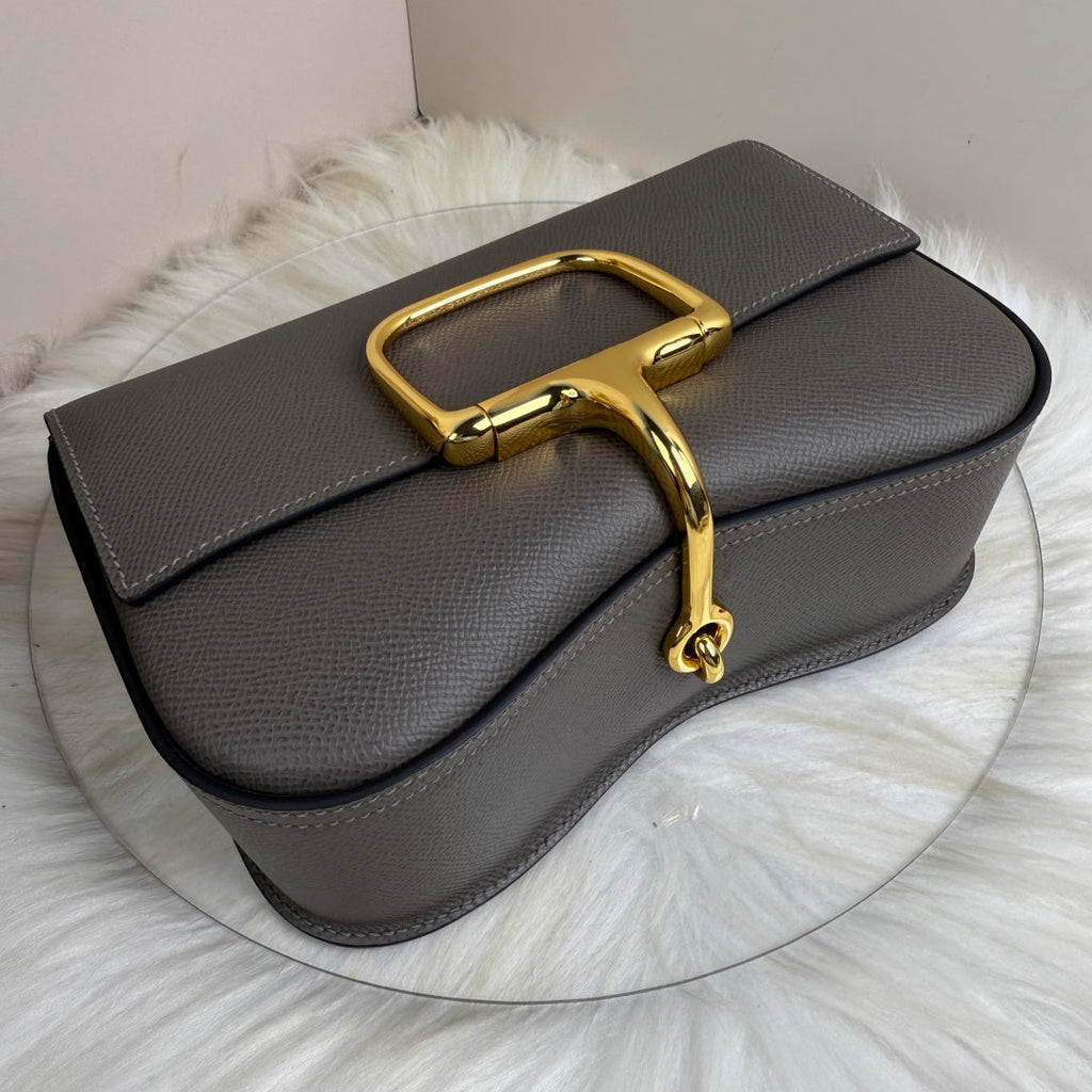 Hermès Della Cavalleria Elan Bag in Dark Gray Epsom Calfskin Gold Hardware