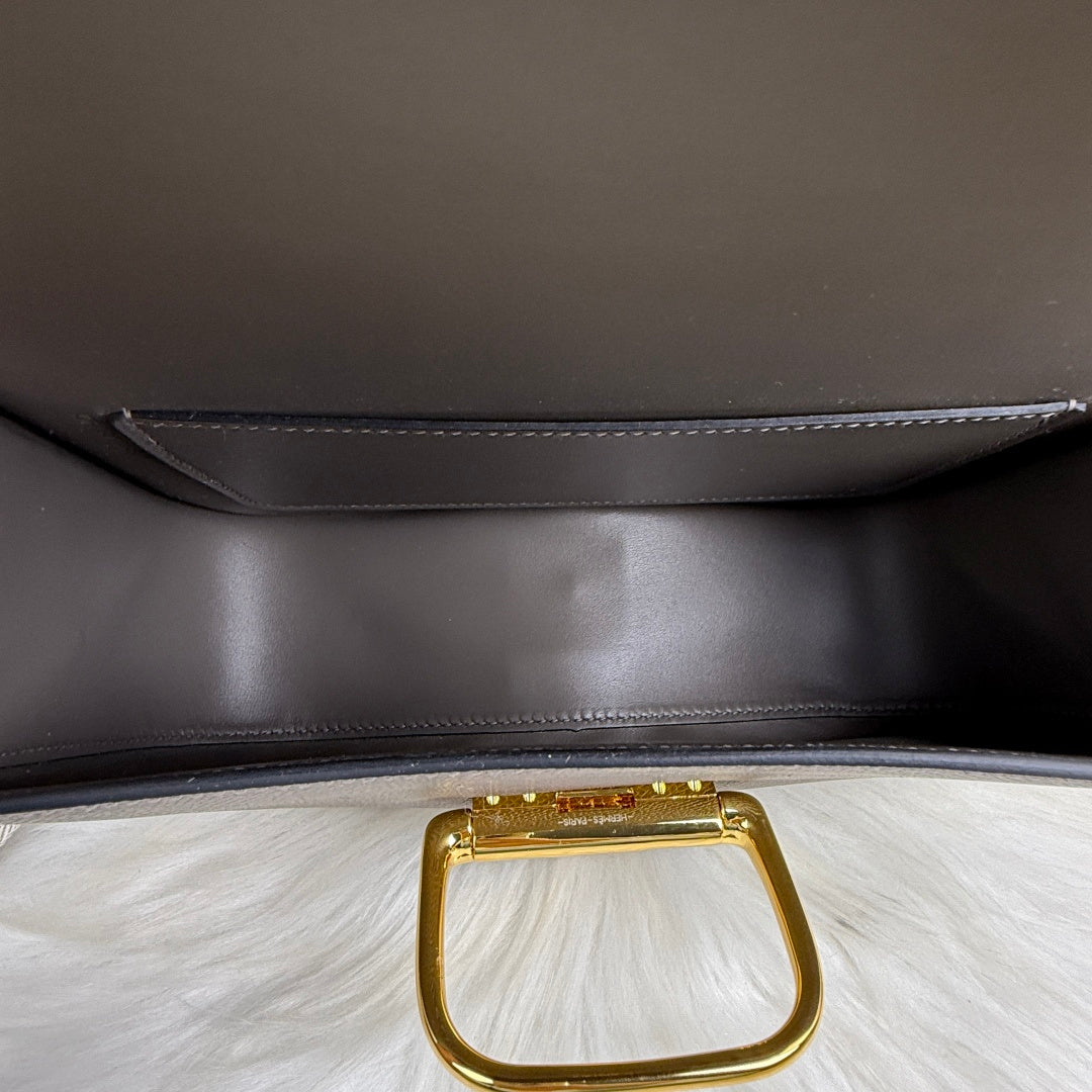 Hermès Della Cavalleria Elan Bag in Dark Gray Epsom Calfskin Gold Hardware