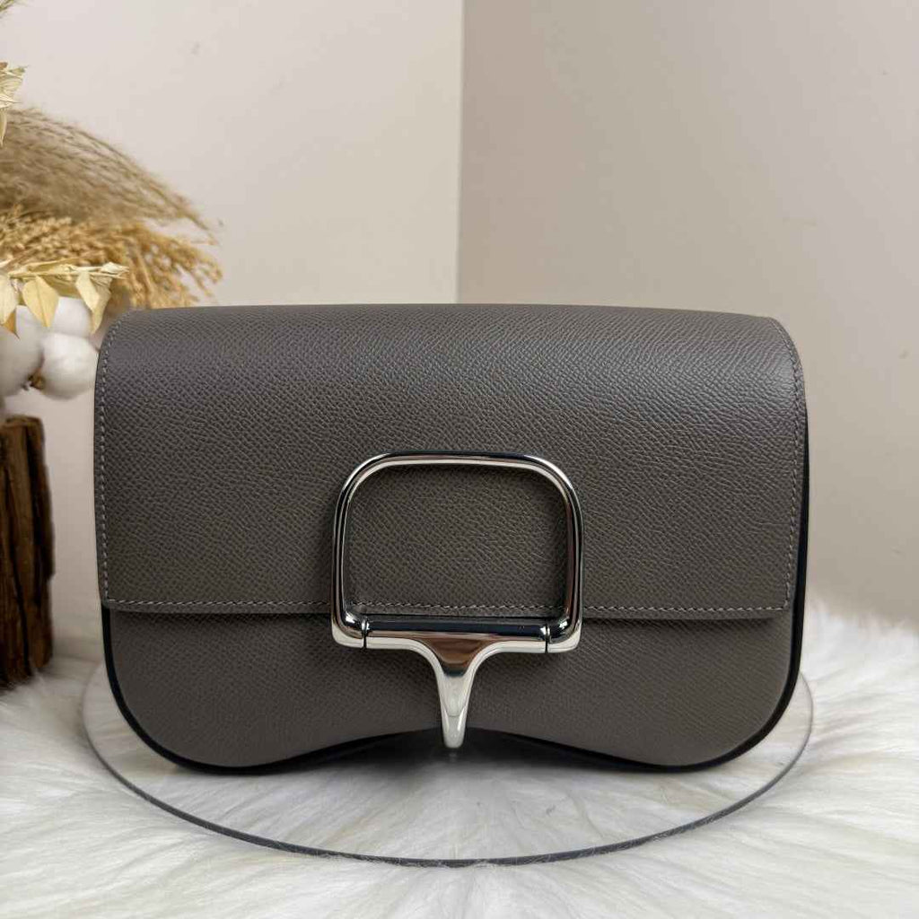 Hermès Della Cavalleria Elan Bag in Dark Gray Epsom Calfskin Silver Hardware