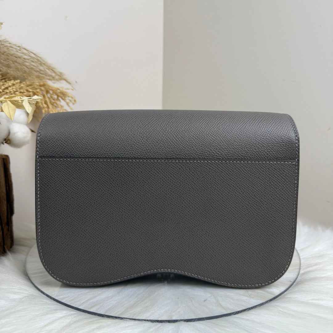 Hermès Della Cavalleria Elan Bag in Dark Gray Epsom Calfskin Silver Hardware