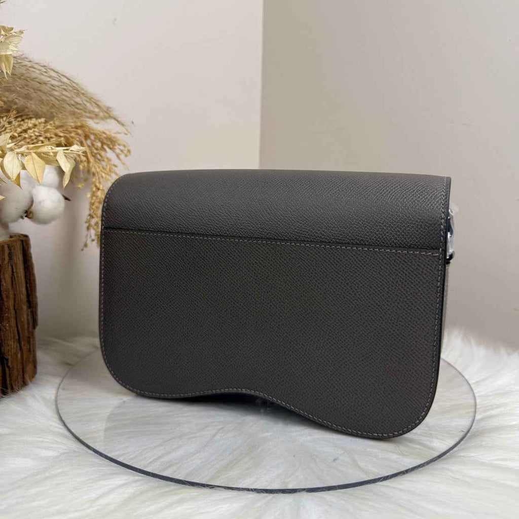 Hermès Della Cavalleria Elan Bag in Dark Gray Epsom Calfskin Silver Hardware