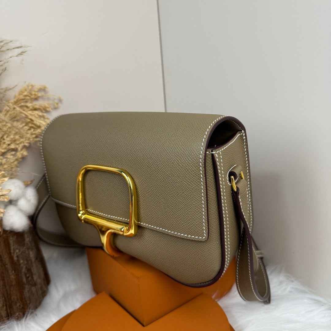 Hermès Della Cavalleria Elan Bag in Gray Epsom Calfskin Gold Hardware