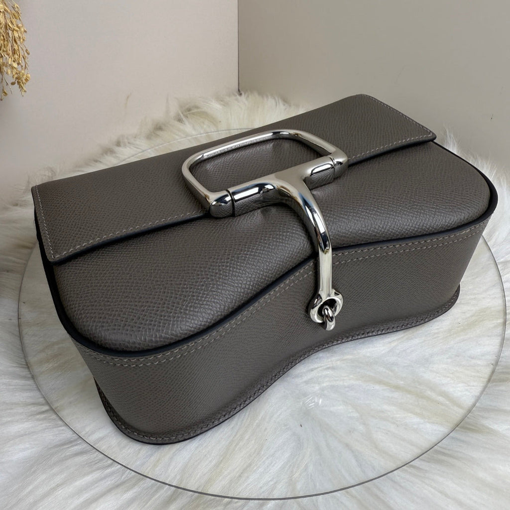 Hermès Della Cavalleria Elan Bag in Dark Gray Epsom Calfskin Silver Hardware