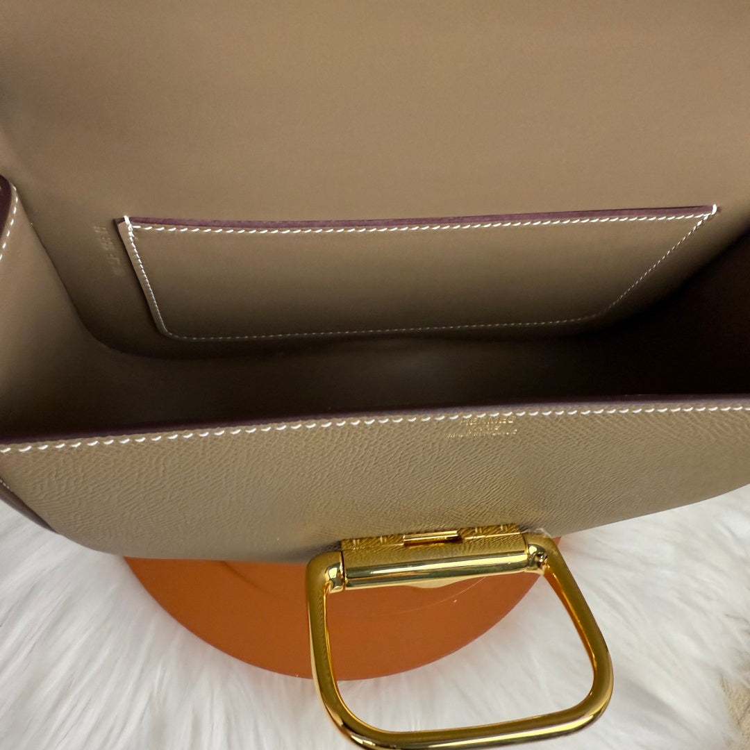 Hermès Della Cavalleria Elan Bag in Gray Epsom Calfskin Gold Hardware