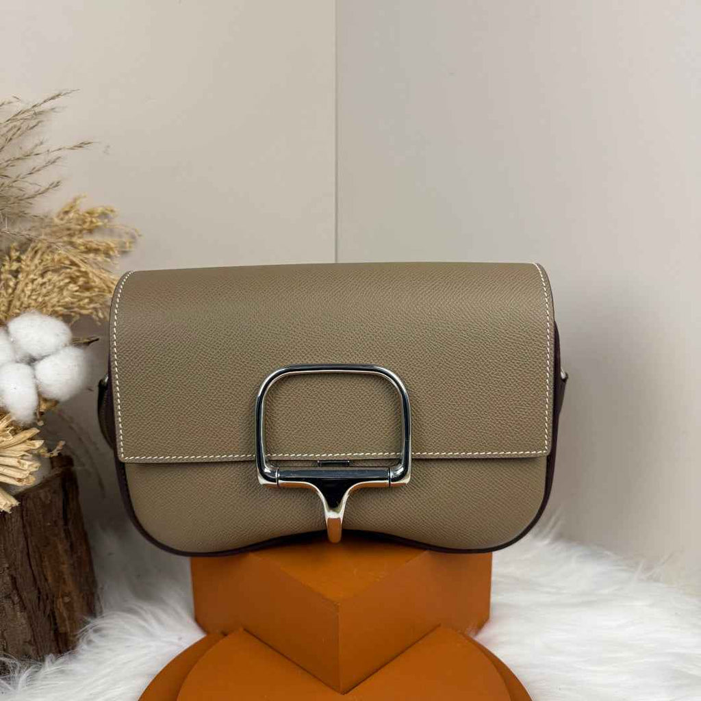 Hermès Della Cavalleria Elan Bag in Gray Epsom Calfskin Silver Hardware