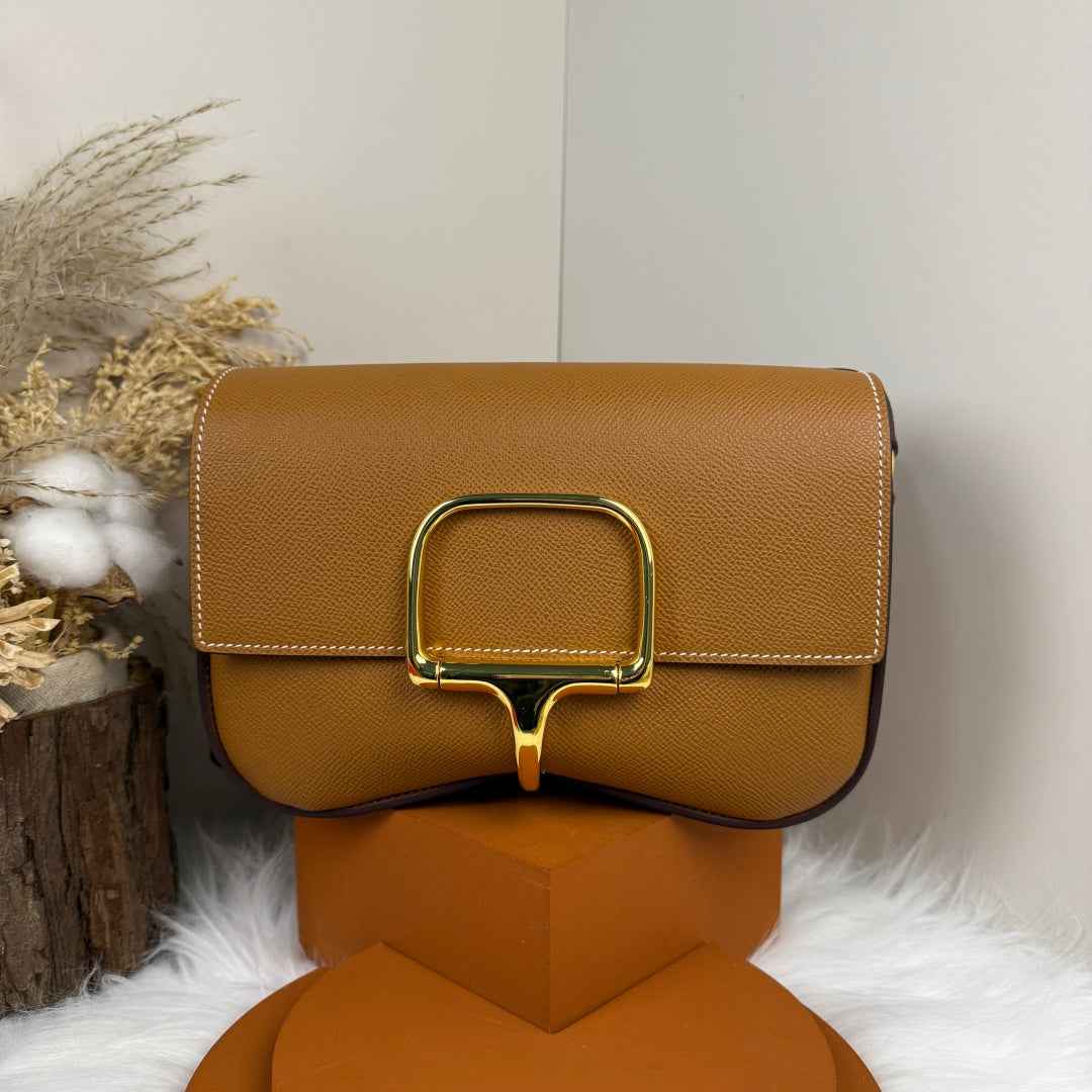 Hermès Della Cavalleria Elan Bag in Brown Epsom Calfskin Gold Hardware
