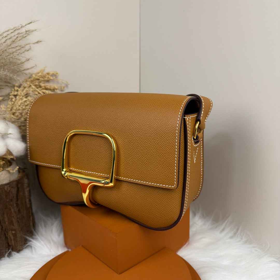 Hermès Della Cavalleria Elan Bag in Brown Epsom Calfskin Gold Hardware