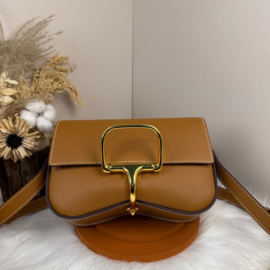 Hermès Della Cavalleria Elan Bag in Brown Epsom Calfskin Gold Hardware