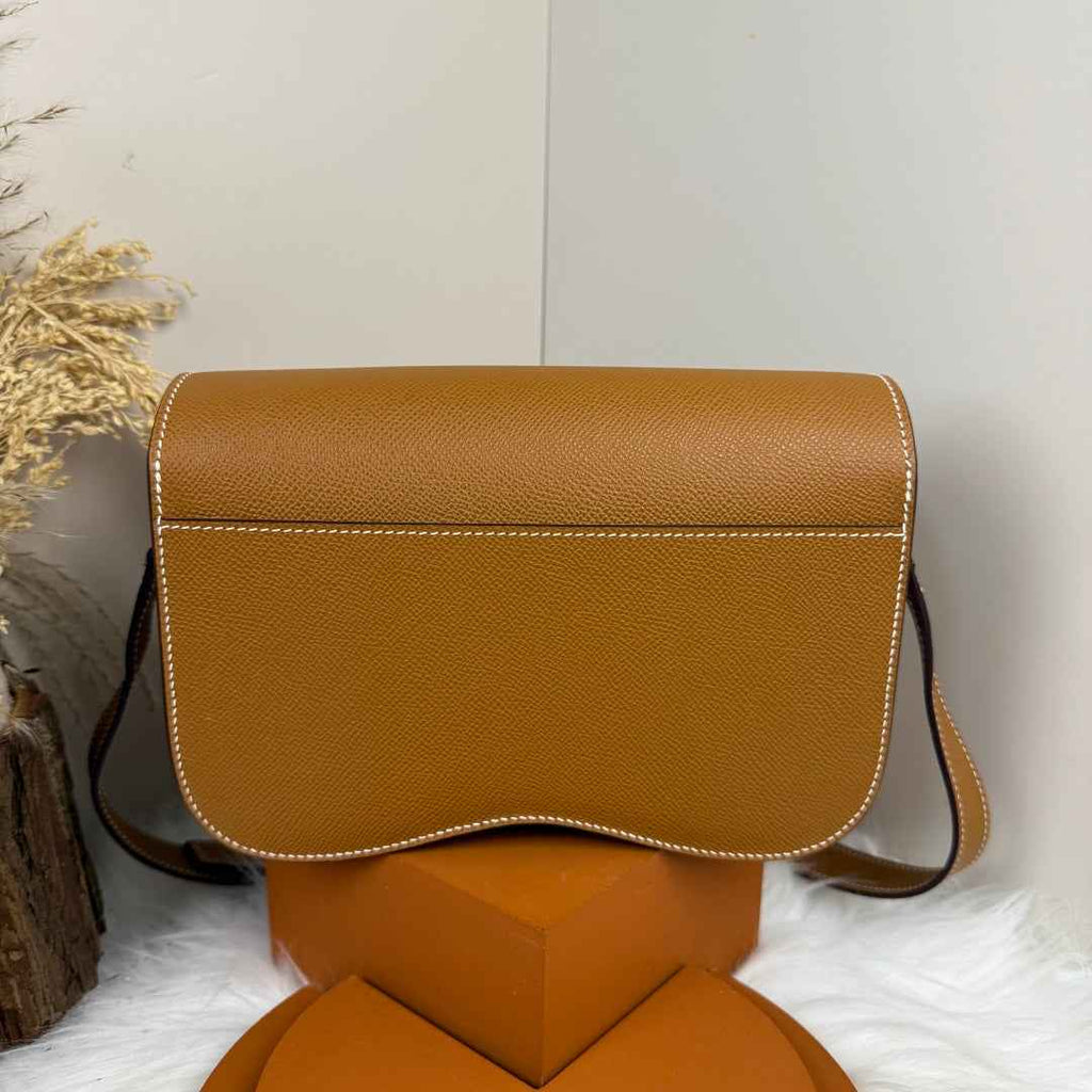 Hermès Della Cavalleria Elan Bag in Brown Epsom Calfskin Silver Hardware