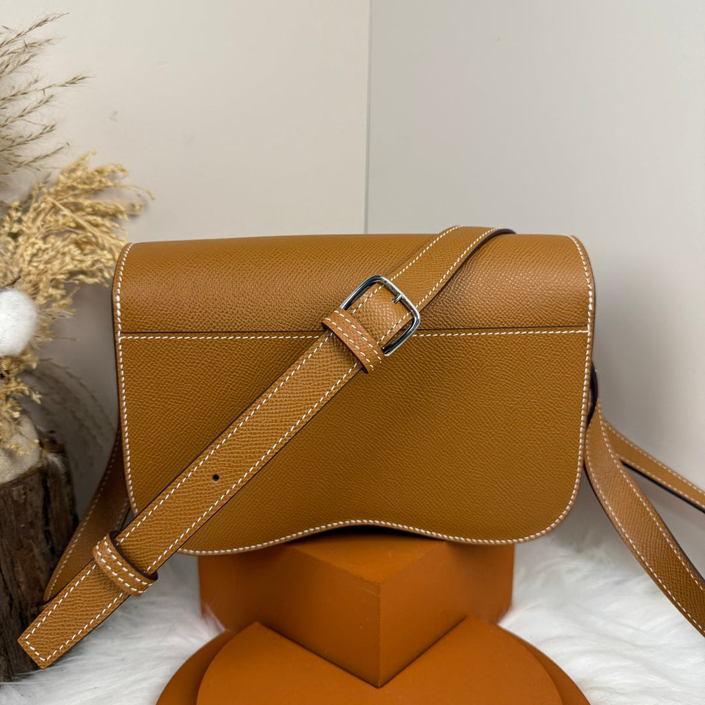 Hermès Della Cavalleria Elan Bag in Brown Epsom Calfskin Silver Hardware