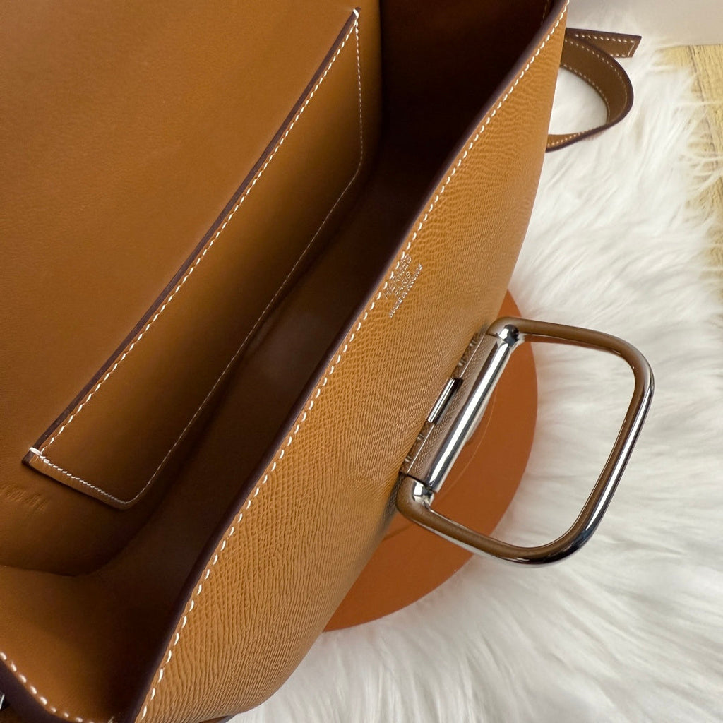 Hermès Della Cavalleria Elan Bag in Brown Epsom Calfskin Silver Hardware