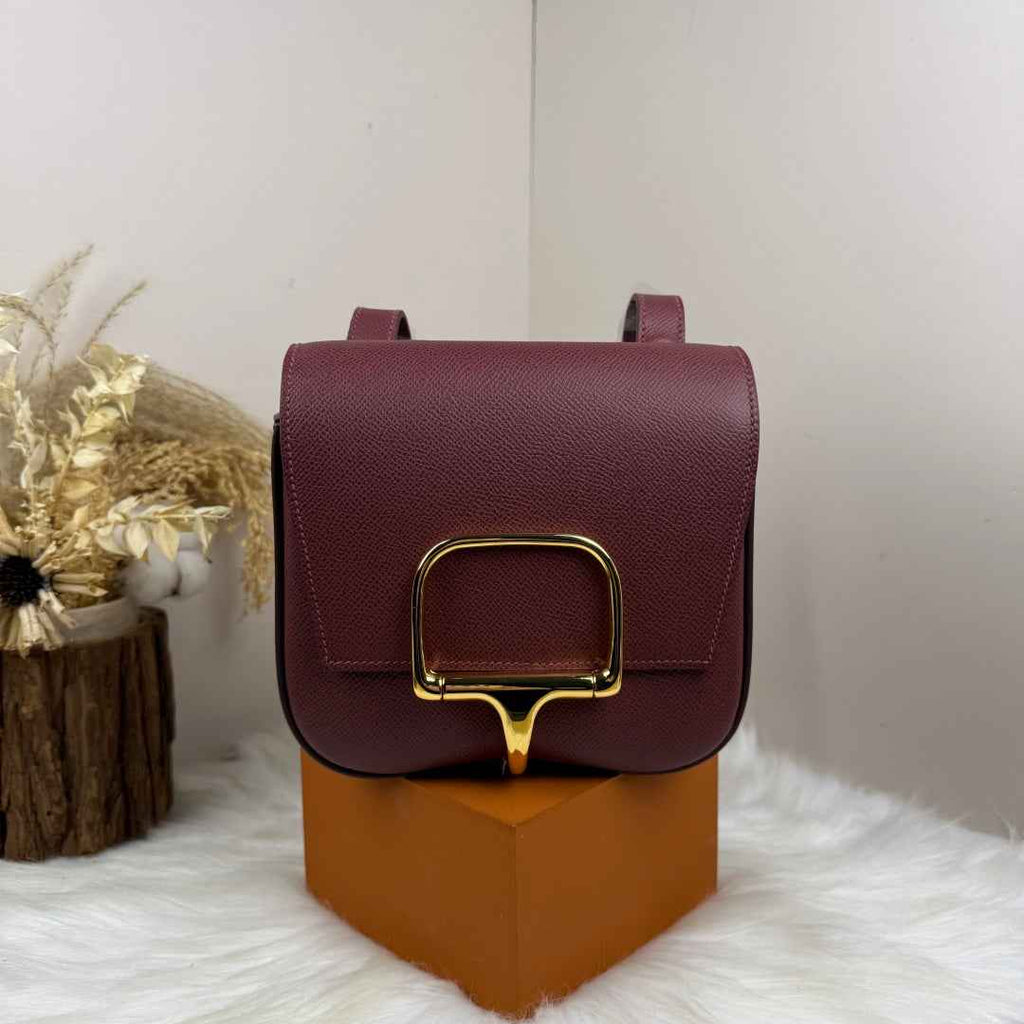 Hermès Della Cavalleria Mini Bag Epsom Calfskin Wine Red Gold Hardware