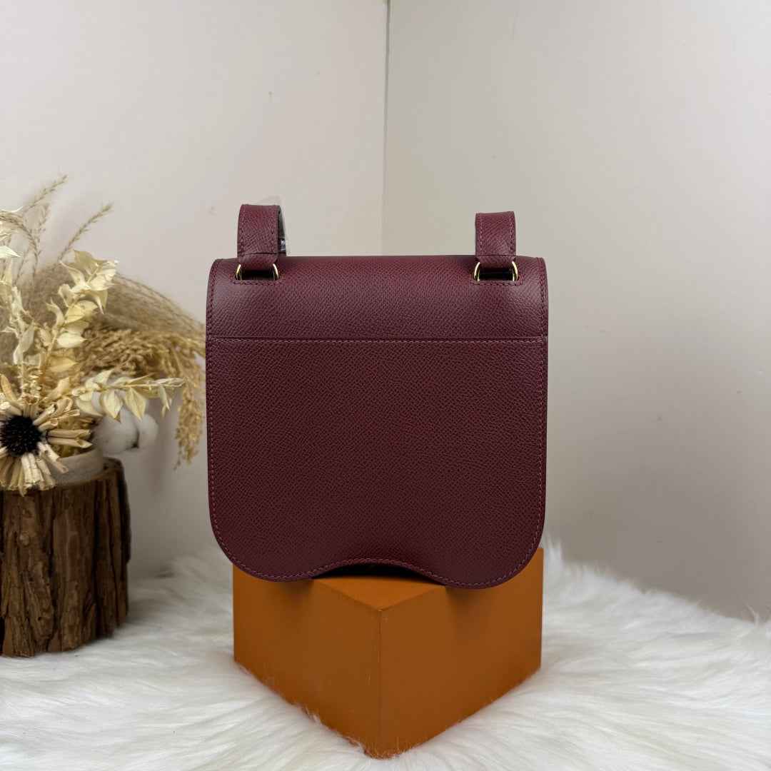 Hermès Della Cavalleria Mini Bag Epsom Calfskin Wine Red Gold Hardware