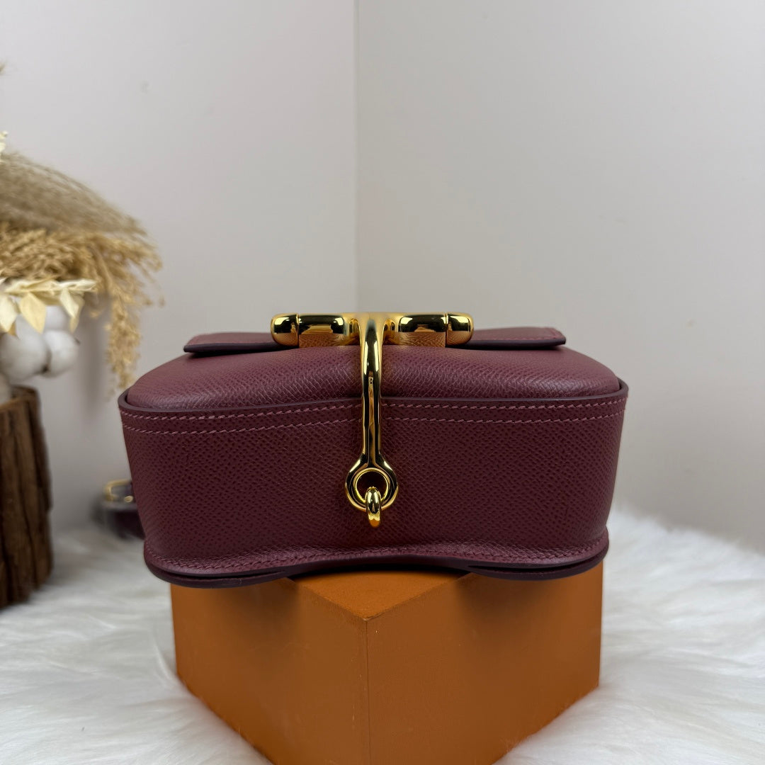 Hermès Della Cavalleria Mini Bag Epsom Calfskin Wine Red Gold Hardware