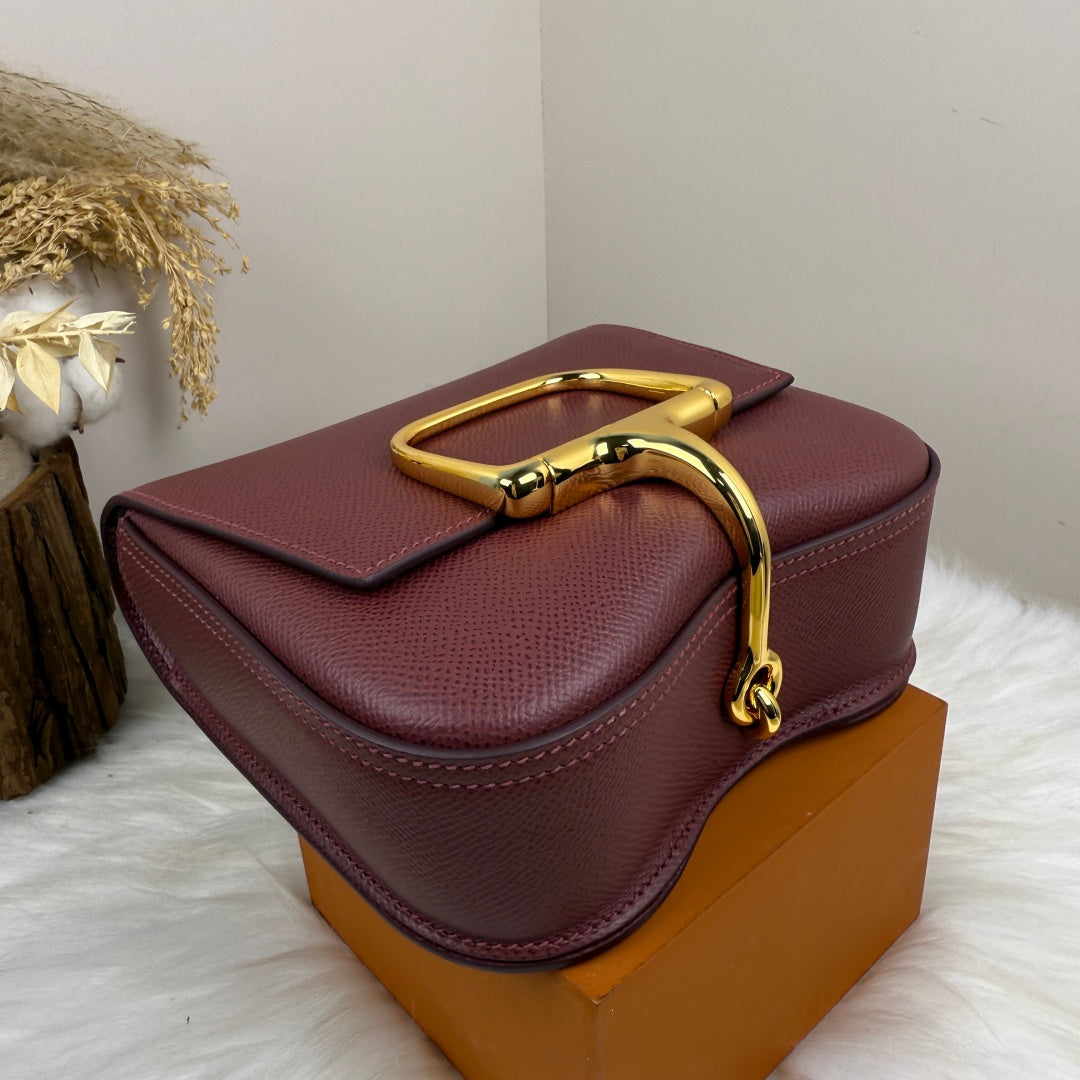 Hermès Della Cavalleria Mini Bag Epsom Calfskin Wine Red Gold Hardware