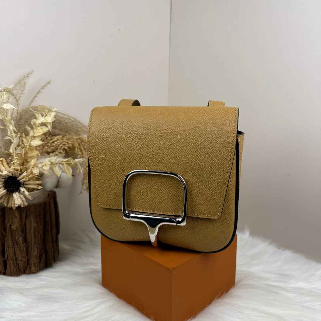 Hermès Della Cavalleria Mini Bag Apricot Epsom Calfskin Silver Hardware