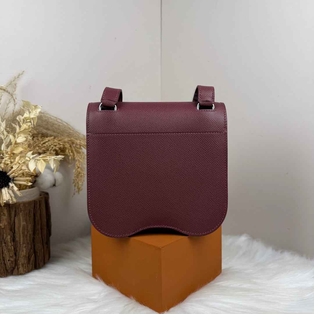Hermès Della Cavalleria Mini Bag Wine Red Epsom Calfskin Silver Hardware