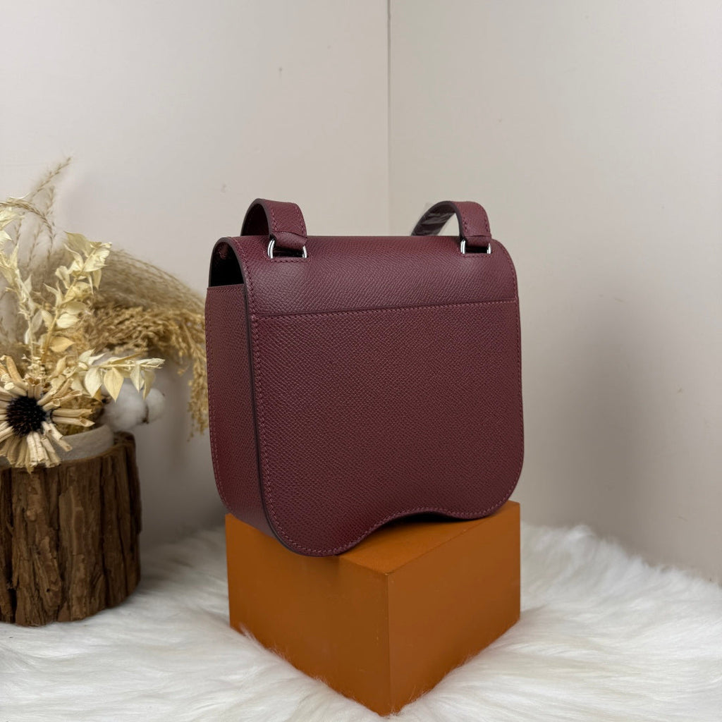 Hermès Della Cavalleria Mini Bag Wine Red Epsom Calfskin Silver Hardware