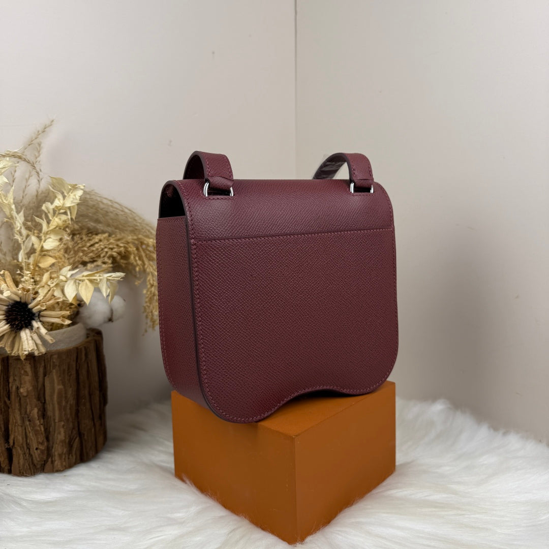 Hermès Della Cavalleria Mini Bag Wine Red Epsom Calfskin Silver Hardware