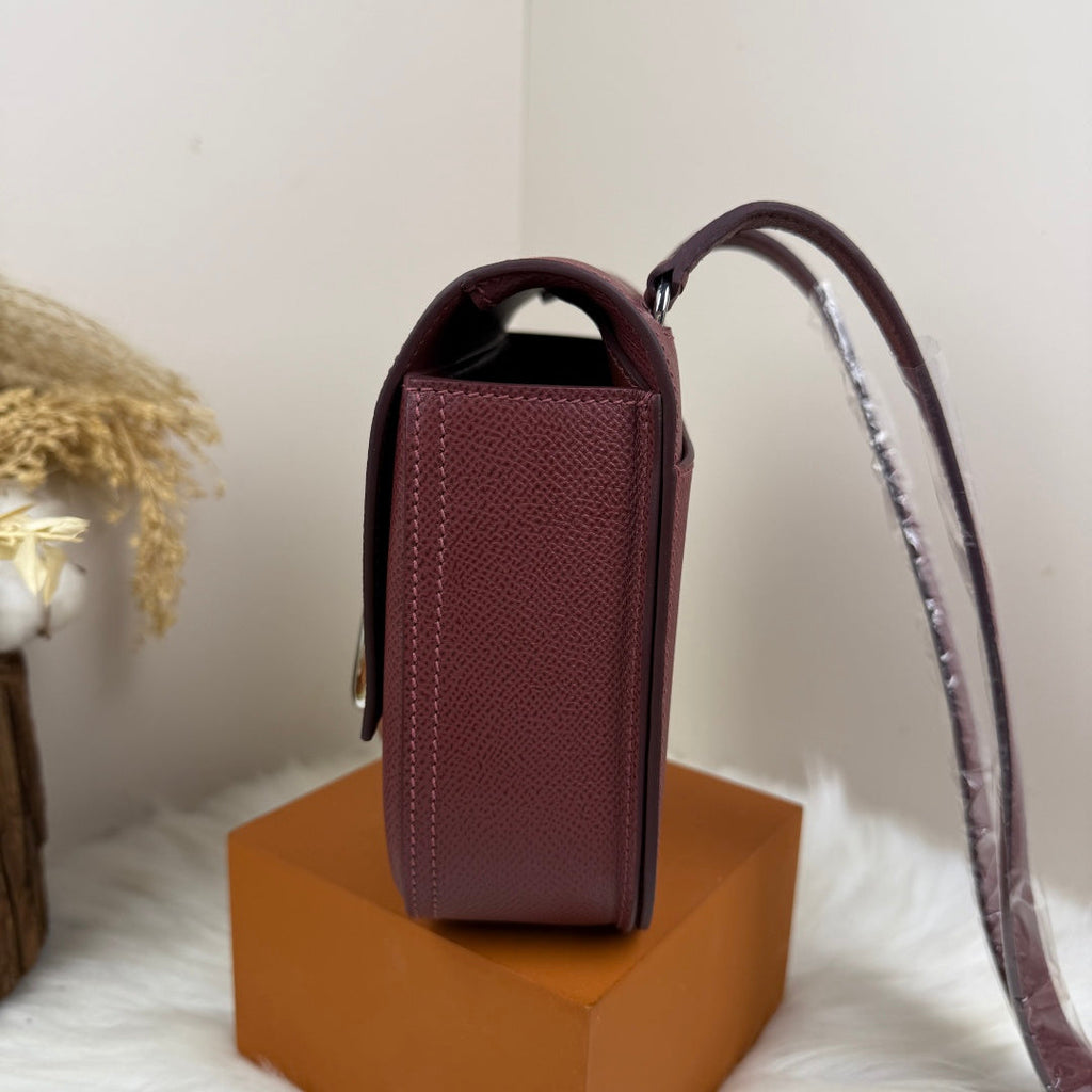 Hermès Della Cavalleria Mini Bag Wine Red Epsom Calfskin Silver Hardware