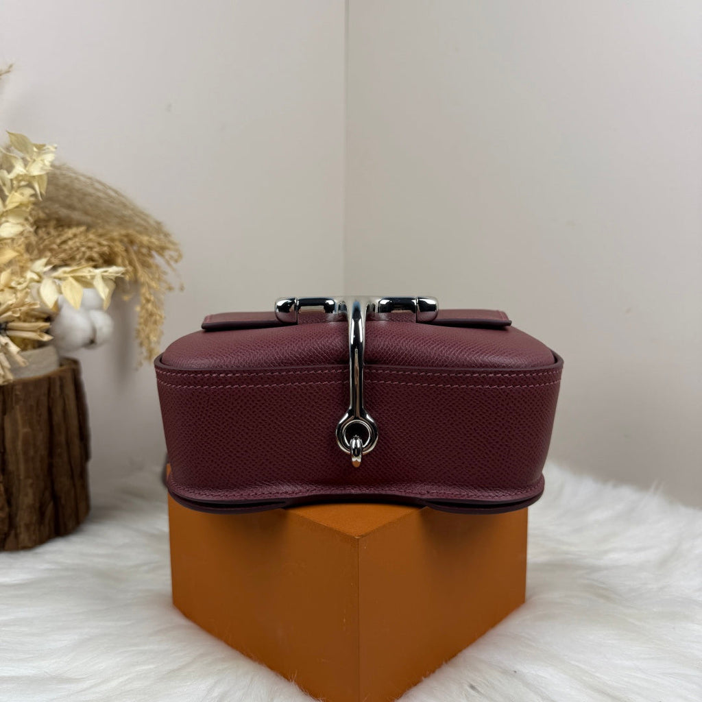 Hermès Della Cavalleria Mini Bag Wine Red Epsom Calfskin Silver Hardware