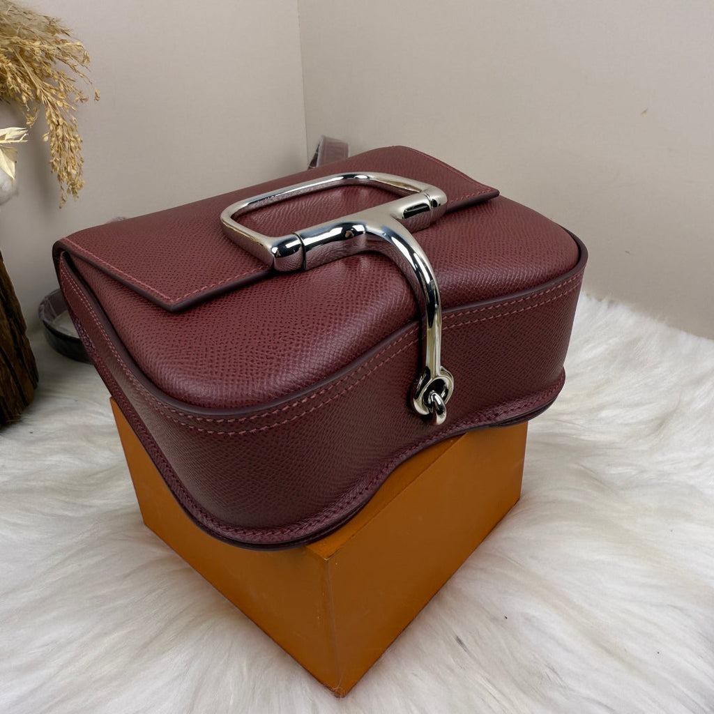 Hermès Della Cavalleria Mini Bag Wine Red Epsom Calfskin Silver Hardware