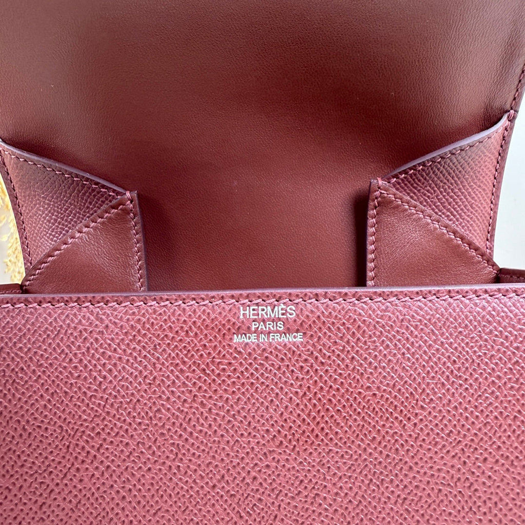 Hermès Della Cavalleria Mini Bag Wine Red Epsom Calfskin Silver Hardware