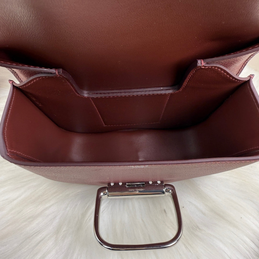Hermès Della Cavalleria Mini Bag Wine Red Epsom Calfskin Silver Hardware