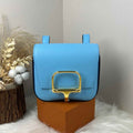Hermès Della Cavalleria Mini Bag Epsom Calfskin Blue Gold Hardware