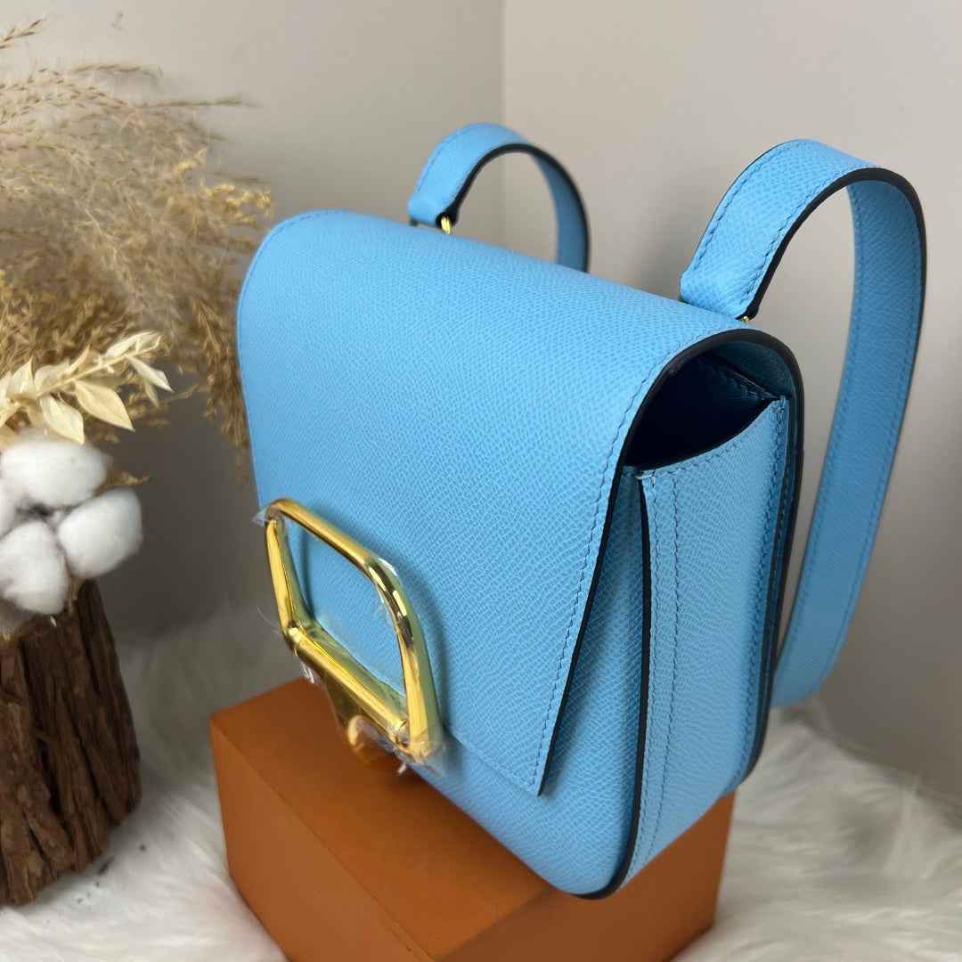 Hermès Della Cavalleria Mini Bag Epsom Calfskin Blue Gold Hardware