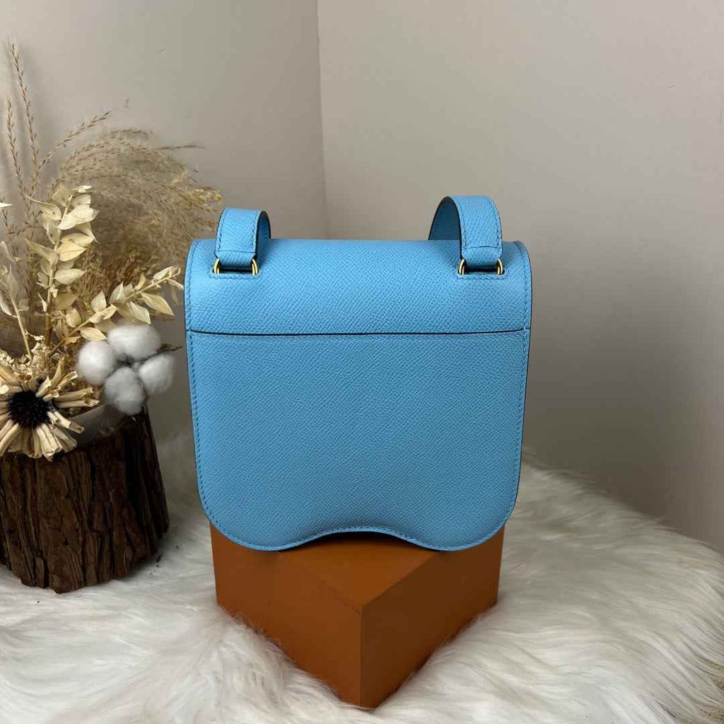 Hermès Della Cavalleria Mini Bag Epsom Calfskin Blue Gold Hardware