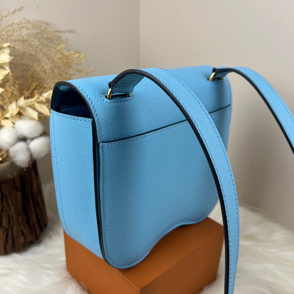 Hermès Della Cavalleria Mini Bag Epsom Calfskin Blue Gold Hardware