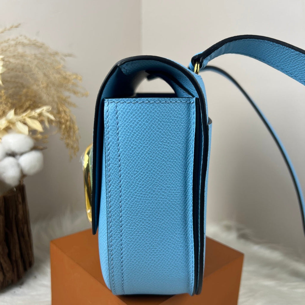 Hermès Della Cavalleria Mini Bag Epsom Calfskin Blue Gold Hardware