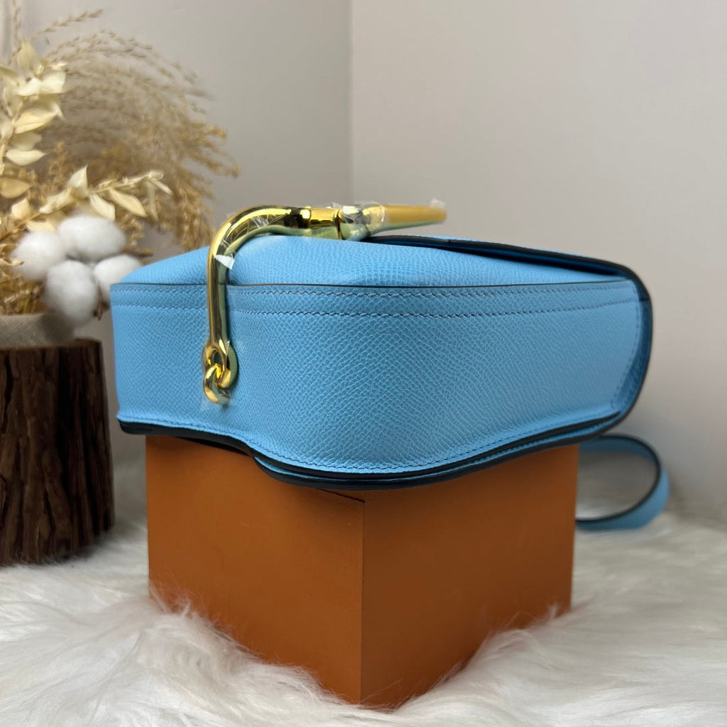 Hermès Della Cavalleria Mini Bag Epsom Calfskin Blue Gold Hardware